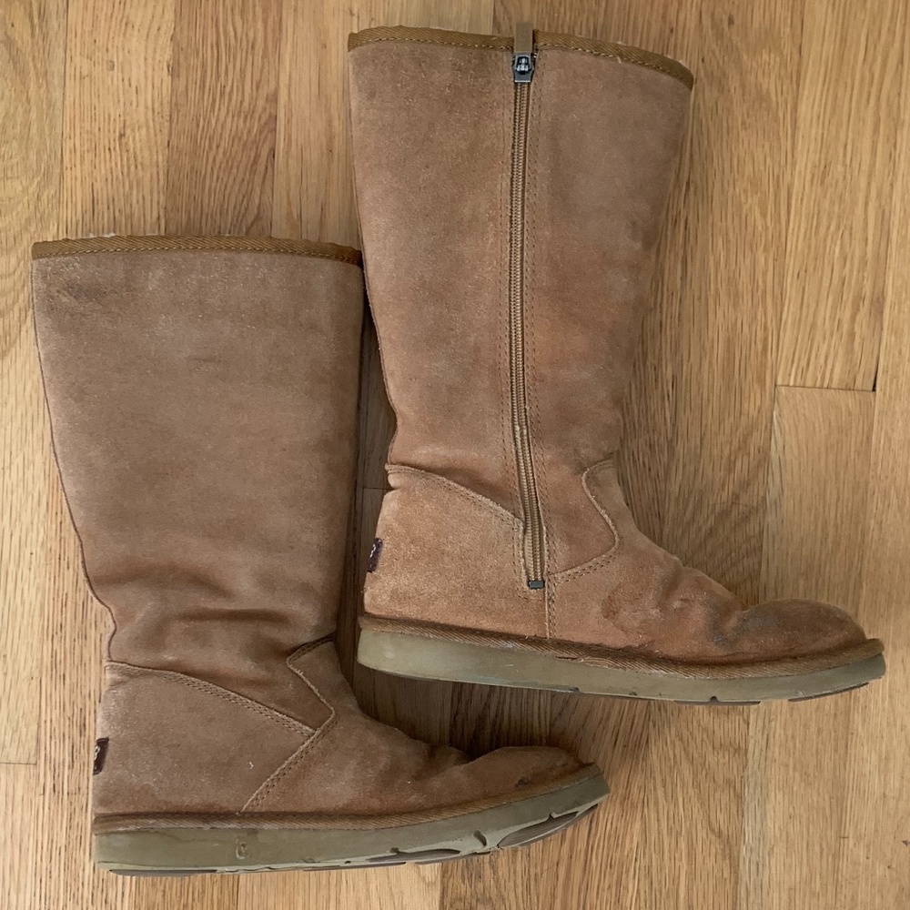 UGG Sunset Tall Boots Side Zip Chestnut - Picture 3 of 14